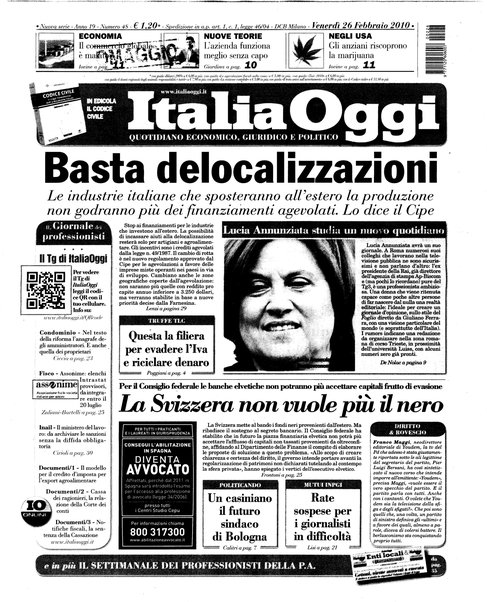 Italia oggi : quotidiano di economia finanza e politica